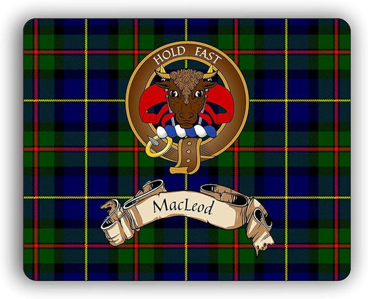 Scottish Clan MacLeod Hunting Tartan Crest Computer Mouse Pad