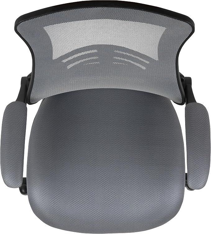 Flash Furniture Kelista Mid-Back Swivel Office Chair with Adjustable Seat Height, Ergonomic Mesh Desk Chair with Flip-Up Armrests, Dark Gray