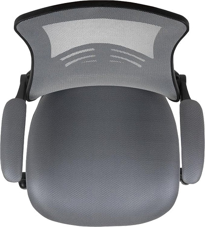 Flash Furniture Kelista Mid-Back Swivel Office Chair with Adjustable Seat Height, Ergonomic Mesh Desk Chair with Flip-Up Armrests, Dark Gray
