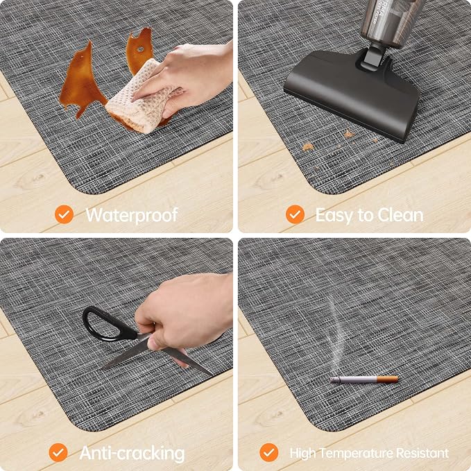 Office Chair Mat, 30" x 48" Computer Chair Mat for Hardwood Floor, Non-Curve Anti Slip Hard Floor Protector for Rolling Chair, PVC Mat Desk Rug for Home Office