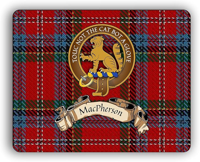 Macpherson Scottish Clan Tartan Crest Computer Mouse Pad