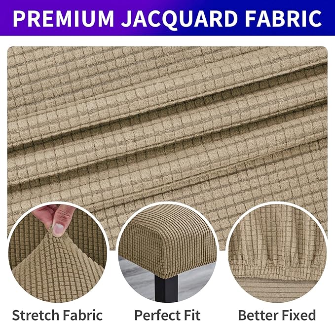 Stretch Chair Covers for Dining Room Set of 6, Removable Washable Dining Room Chair Covers, Dining Chair Slipcovers Seat Protector, Great Home Decor and Banquet Upholstery (Tan, 6 Pack)