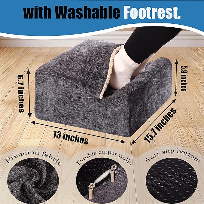 Keep Warm Foot Stool Foot Rest for Under Desk At Work | Office Footrest with Warm Feet Pocket,Ergonomic Under Deskfoot stool Stool for Office Chair & Back &Pain Relief, Dark gray+