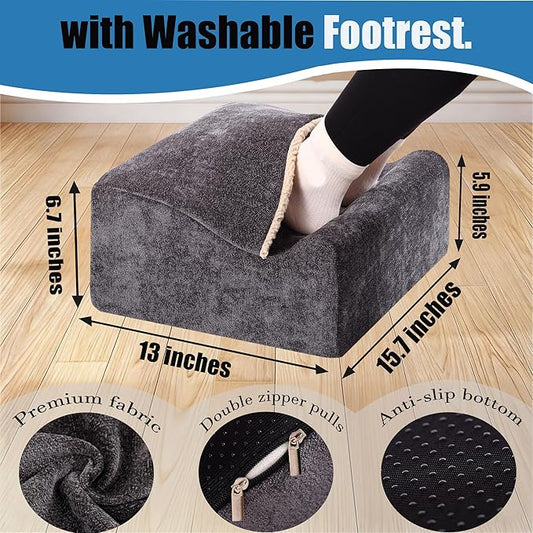 Keep Warm Foot Stool Foot Rest for Under Desk At Work | Office Footrest with Warm Feet Pocket,Ergonomic Under Deskfoot stool Stool for Office Chair & Back &Pain Relief, Dark gray+