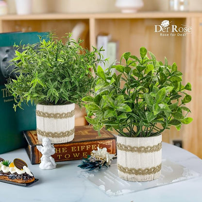 Der Rose 4 Pack Small Fake Plants Indoor Mini Artificial Plants for Home Office Farmhouse Decor Bathroom Bedroom Kitchen Desk Decor