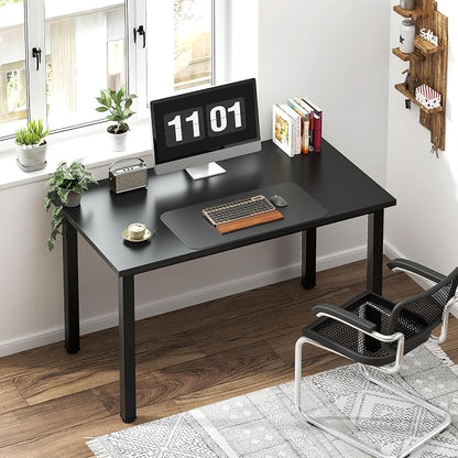 Need 39.4 inch Small Computer Desk, Sturdy Writing Desk for Small Spaces, Teens Computer Desks Study Table Laptop for Home Office, Black Metal Frame, Black Tabletop