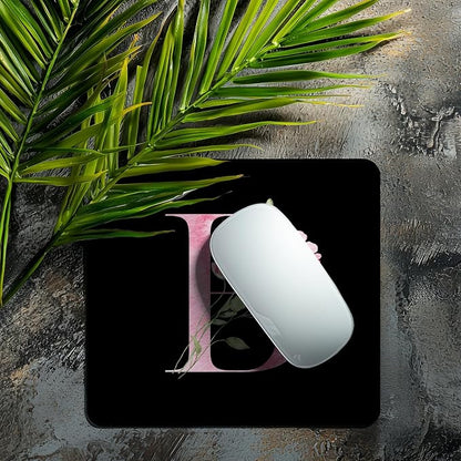 Mouse Pad Pinks Flowers Initial Letters Mousepad Desktop Laptop Computer Accessories Home Office Gaming Work Desk Computer Non-Slip Rubber Monogram Floral Alphabet A-Z mousepad (B)