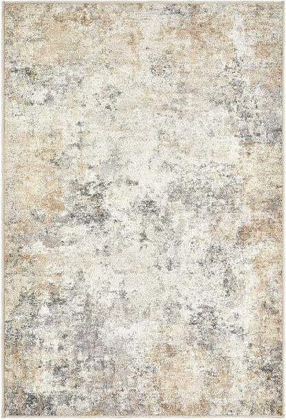 UERMEI 2x3 Entryway Area Rug: Washable Neutral Modern Abstract Small Rug - Non-Slip Low Pile Throw Indoor Carpet for Entrance Kitchen Front Door Mat Bathroom Entry Kids Room - Golden Grey