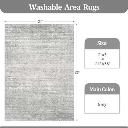 Valenrug Door Mat 2x3 - Stain Resistant 2x3 Entryway Area Rugs for Living Room, Non Slip Backing Large Area Rugs for Bedroom, Folable Machine Washable Area Rug (2'x3', Grey)