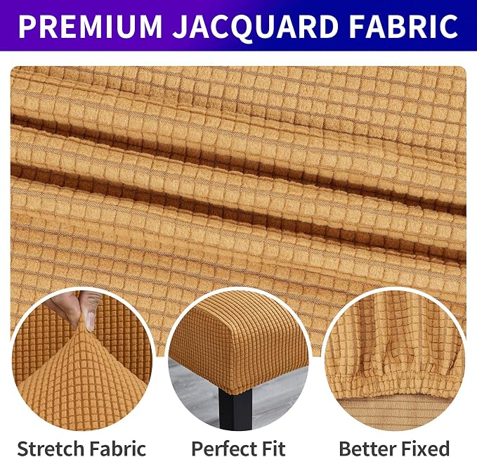 Stretch Chair Covers for Dining Room Set of 4, Removable Washable Dining Room Chair Covers, Dining Chair Slipcovers Seat Protector, Great Home Decor and Banquet Upholstery (Gold, 4 Pack)