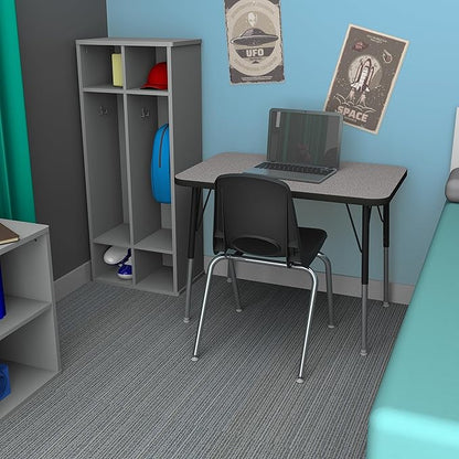 FDP Rectangle Activity School and Office Table (24 x 36 inch), Standard Legs with Swivel Glides, Adjustable Height 19-30 inches; Quick Ship Single Box - Gray Top and Black Edge