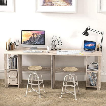 SHW 38-Inch Home Office Computer Desk with Shelves, Maple