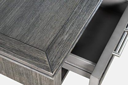 Jofran Mid-Century Modern Acacia Wood Writing Desk with 3 Drawers and USB Charging Port, 48 Inch Computer Desk for Home Office Work, Platinum
