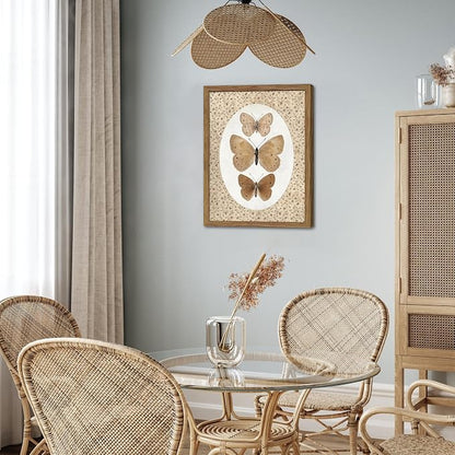 Framed Butterfly Canvas Wall Art, Vintage Butterfly Pictures Posters Wall Decor, Modern Farmhouse Decor, Rustic Retro Butterflies Paintings Prints for Bedroom Bathroom Shelf 12x16 inch
