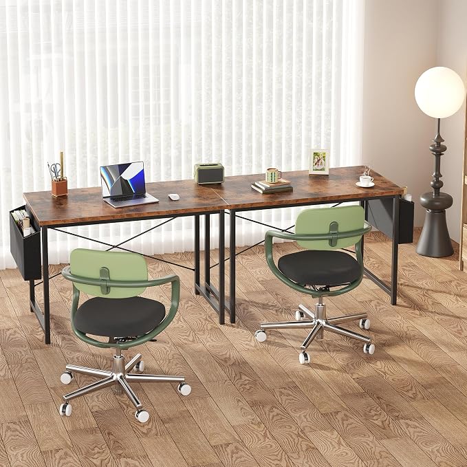 OLIXIS Computer Desk, 44 Inch Home Office Desks for Small Spaces, Writing Craft Study Gaming Table for Bedroom, Modern Computer Workstation with Storage Bag and Headphone Hook, Rustic Brown