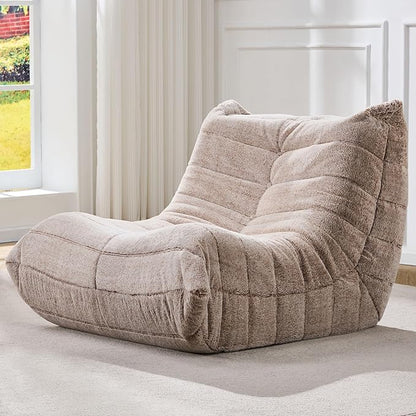 Hobestluk Adults Bean Bag Chair Faux Fur BeanBag Couch for Living Room | Brown Plush,Ergonomic Design,Memory Foam,UltraSoft,Anti-slip Bottom,No Assembly Required,Decorative Style for Living Room