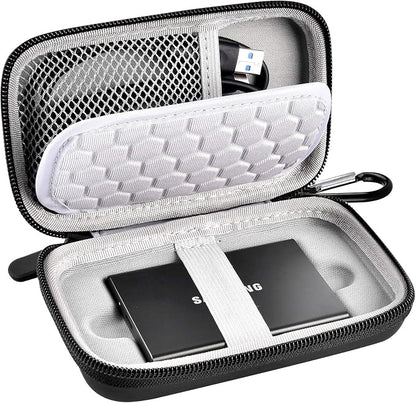 Case Compatible with Samsung T7/ T7 Touch Portable SSD 1TB 2TB 500GB USB 3.2 External Solid State Drive, Travel Carrying Storage Organizer Fits for USB Cables and More Accessories (Black)