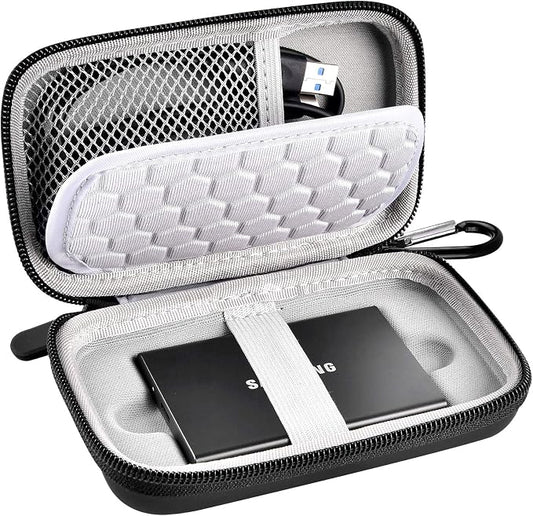 Case Compatible with Samsung T7/ T7 Touch Portable SSD 1TB 2TB 500GB USB 3.2 External Solid State Drive, Travel Carrying Storage Organizer Fits for USB Cables and More Accessories (Black)