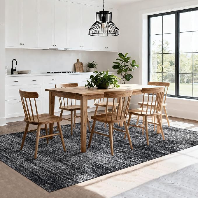 BILEEHOME Black and White Rug for Living Room,Washable Abstract Modern Boho Dark 5x7 Area Rugs for Office