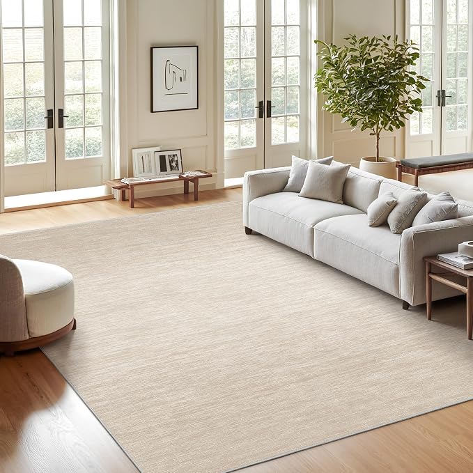 Valenrug Washable Rugs 7x9 - Stain Resistant 7x9 Area Rugs for Living Room, Non Slip Backing Gradient Printed Rugs for Bedroom, Foldable Machine Washable Area Rug(7'x9', Brown)