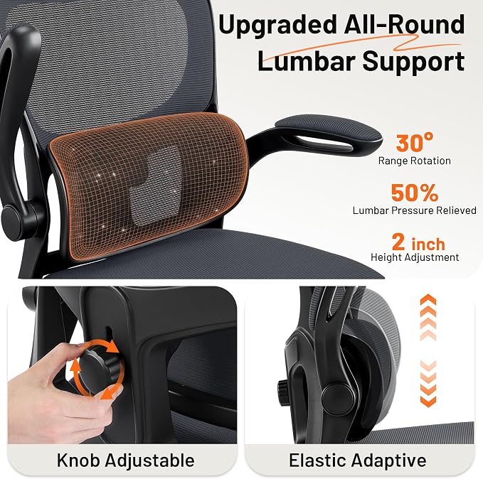 AreShark Drafting Office Chair - Ergonomic Tall Office Chair with Adjustable Footrest Ring - Counter Height Adjustable Rolling Standing Desk Chair with Lumbar Support and Flip-up Armrests for Home