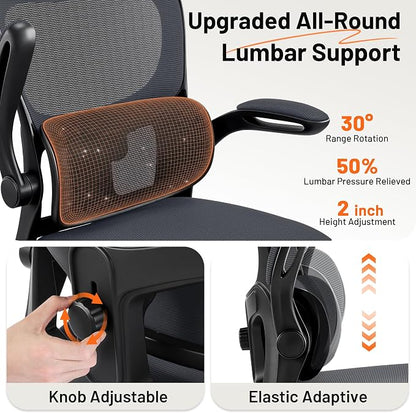 AreShark Drafting Office Chair - Ergonomic Tall Office Chair with Adjustable Footrest Ring - Counter Height Adjustable Rolling Standing Desk Chair with Lumbar Support and Flip-up Armrests for Home