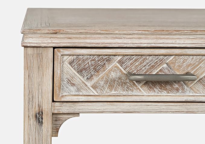 Jofran Mid-Century Modern Chevron Desk with 3 Drawers and USB Charging, 48" Writing Desk for Home Office, Grey Wash