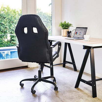 BestOffice Office Chair PC Gaming Chair Cheap Desk Chair Ergonomic PU Leather Executive Computer Chair Lumbar Support for Women, Men (Black)