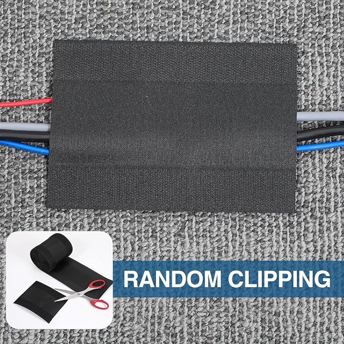 WILLBOND Carpet Cord Cover Cable Protector Floor Cover Cable Protector Management Only for Commercial Office Carpet(147.64 ft,Black)