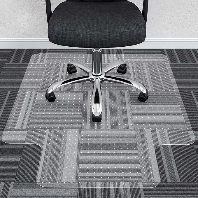 Office Chair Mat, 45" x 53" Transparent Desk Chair Mat for Low Pile Carpeted Floor, Easy Glide Carpet Floor Protector Mat for Home and Office