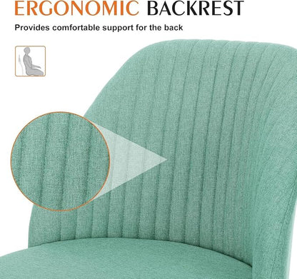 Simple Deluxe Armless Office Desk Chair, Modern Cute Swivel Vanity Chair Comfy Home Office Chairs with Wheels Height Adjustable Rolling Computer Task Stools for Living Room, Make-up, Bedroom, Teal