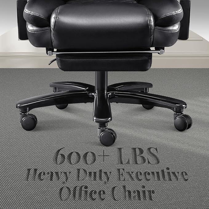 3D Kneading Massage Office Chair, Oversized 600LBS Big and Tall Executive Office Chair with Footrest, Reclining Computer Chairs, Wider Upholstered Seat Ergonomic Desk Chair for Home Office, Black