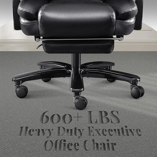 3D Kneading Massage Office Chair, Oversized 600LBS Big and Tall Executive Office Chair with Footrest, Reclining Computer Chairs, Wider Upholstered Seat Ergonomic Desk Chair for Home Office, Black