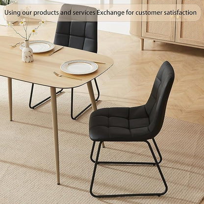 HIPIHOM 55 Inch Modern Wood Dining Table Set for 4 with Black Leather Chairs - Kitchen & Dining Room Furniture, Gray Table & 4 Seater Chairs Set (55.1")