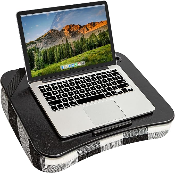 LAPGEAR Designer Lap Desk 2-Pack with Storage Basket, Phone Slot & Device Ledge – Buffalo Check – Fits Laptops up to 15.6" – Style No. 70428