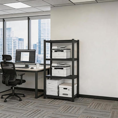 Printer Stand, Metal Shelving Adjustable Storage Shelves, printer table Office Organizer Book shelf corn shelf Industrial Shelving for office organization, black Nightstand (13.8"W×11.8"D×44.1"H)