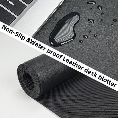 AFIING Black Desk Mat 31.5" x 12", Leather Desk Pad | Waterproof PU Leather, Non-Slip Rubber Base, Desk Protector, Office & Home