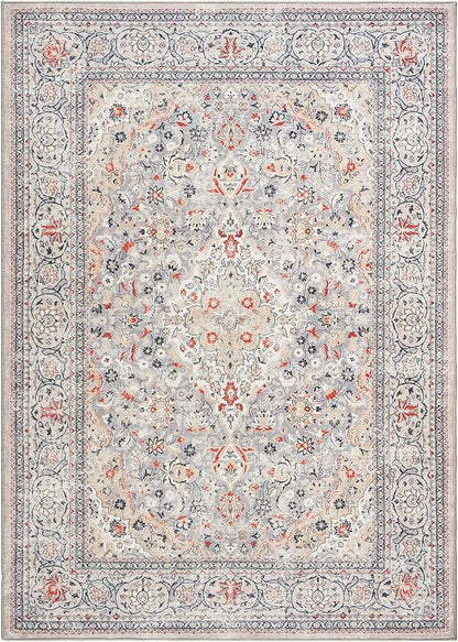 Goideal Washable Rug 3x5, Beige Area Rugs Non Slip, Indoor Low Pile Carpet with Rubber Backing for Living Room Kitchen Bathroom Entryway Office Bedroom