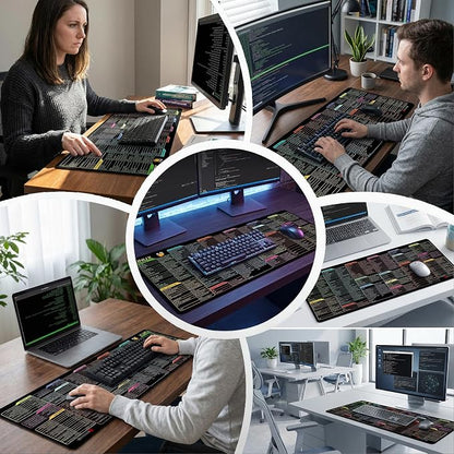 Excel Shortcut Keys Mouse Pad, Extended Large Desk Mat (31.5x11.8 Inch) with Non-Slip Base & Washable Surface for Gaming, Computer, Office Desk