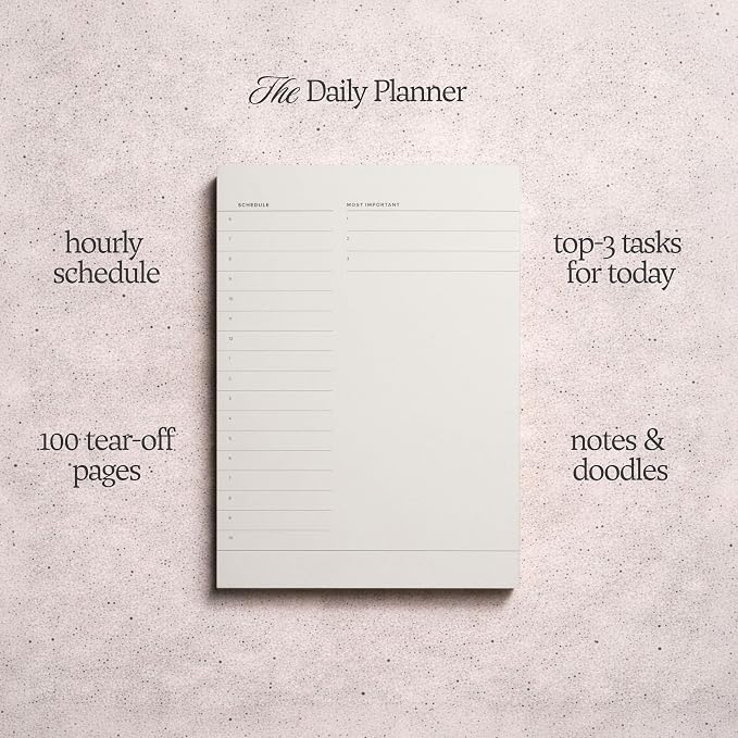 Daily To-Do List Notepad – Desk Pad for Work and Study, Gold, 8.25x5.85 Inches