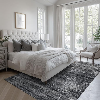 BILEEHOME Black and White Rug for Living Room,Washable Abstract Modern Boho Dark 5x7 Area Rugs for Office