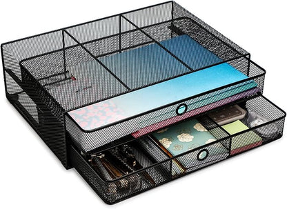 Exerz Monitor Display Stand with Drawers - Desk Organizer with Computer Monitor Stand Riser - Max 15kgs