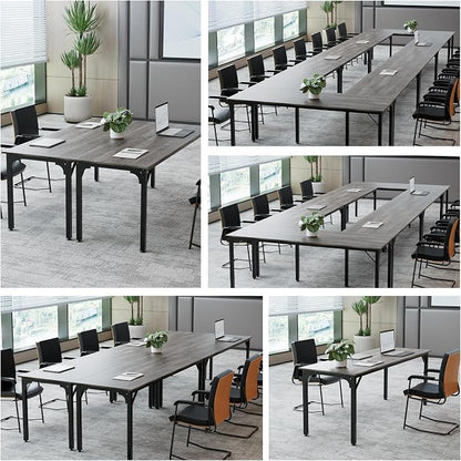 78.7 Inches Extra Long Desk,6.5ft Office Table with Flexible Configuration,Large Computer Table with Adjustable Footpads,Stable Structure,Office Desk for 2 Person (Grey)
