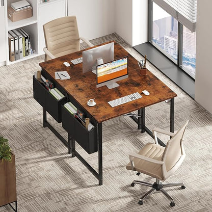 OLIXIS Small Computer Desk, 31 Inch Home Office Desks, Writing Study Craft Work Gaming Table, Computer Workstation for Bedroom Small Spaces with Storage Bag and Headphone Hook, Rustic Brown