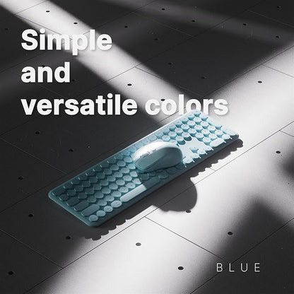 Wireless Keyboard and Mouse Combo with 110 Round Keycaps, Power Switch, and Scissor-Switch Typing Feel – Ideal for Office Use (Blue)