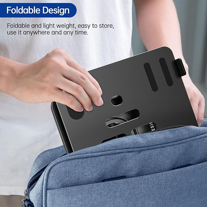 BESIGN Laptop Stand with 360° Rotating Base, Ergonomic Adjustable Notebook Riser, Foldable Computer Holder Compatible with 10-14" Laptops, LS11 Black