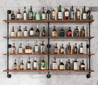 HDDFER Floating Book Shelves for Wall 4 Tier 70 inch Bookshelf Industrial Pipe Shelving Shelves Bookcase Industrial Bookshelves Pipe Shelf Wood Wall Shelf for Living Room