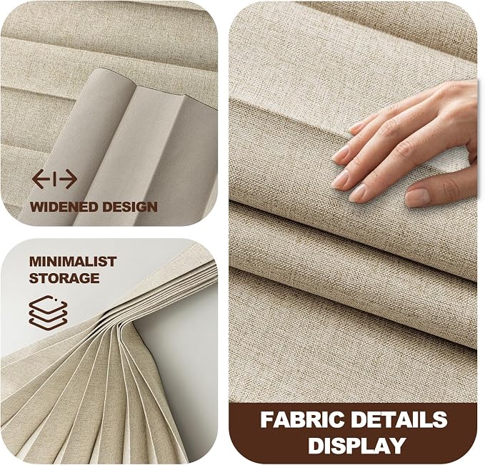 ILRON Accordion Folding Room Partition with Ceiling Track - Retractable Room Divider Curtain, Effortless Setup(Beige 180" W x 96" L-Pack of 1)