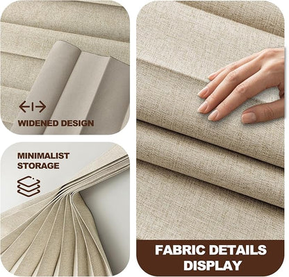 ILRON Accordion Folding Room Partition with Ceiling Track - Retractable Room Divider Curtain, Effortless Setup(Beige 180" W x 108" L-Pack of 1)