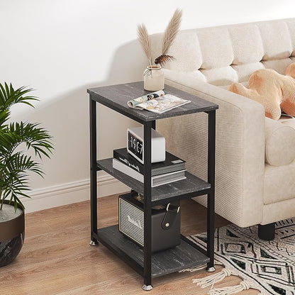 VECELO Tall End Side Table,30" Height Nightstand with 3-Tier Storage Shelf for Living Room Bedroom Office Hallway Study